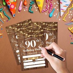 CLIRBE 90th Birthday Invitations, Birthday Party Invitations For Women Men, 9…