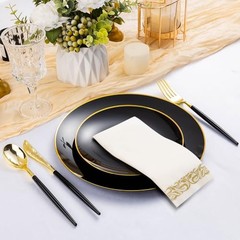 175PCS Plastic Dinnerware Set – Plastic Plates for Guests – 50 – 25 Black
