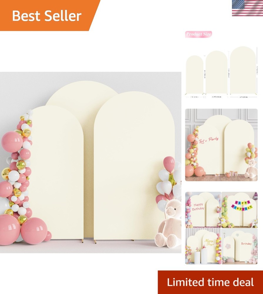 Portable Spandex Wedding Arch Cover Set in Ivory – 7.2FT, 6.6FT & 6FT for Events