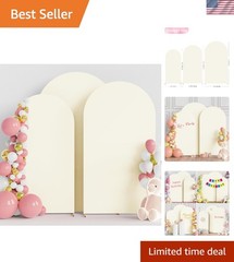 Portable Spandex Wedding Arch Cover Set in Ivory – 7.2FT, 6.6FT & 6FT for Events
