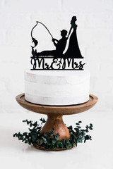Fishing Wedding Cake Topper, Funny Bride and Groom Cake Decoration, Fishing Them