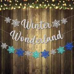 3Pcs Winter Wonderland Banners, Glittery Snowflake Banner Christmas Decoratio…