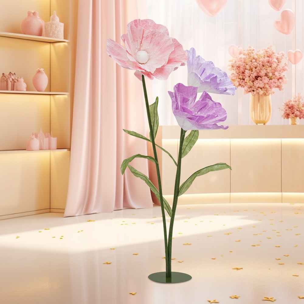 3 Heads Giant Artificial Flowers Wedding Artificial Flower Decoration Stand 29cm