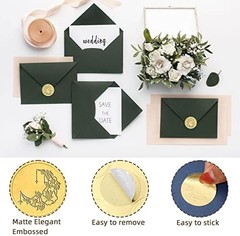 540 Pcs Wedding Gold Wax Seals Stickers Embossed Envelope Gold Foil Self Adhesiv