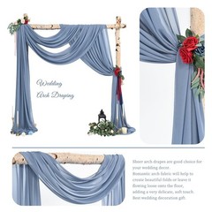 Wedding Arch Draping Fabric,4 Panels 28″ x20ft Dusty Blue Wedding Arch Drapes…