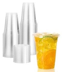 160 Pack 16 OZ PET Clear Plastic Cups with Lids, 16 OZ Crystal 16 OZ Clear