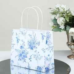 12 WHITE PINK French Toile Paper Gift Bags with Handles Decorations