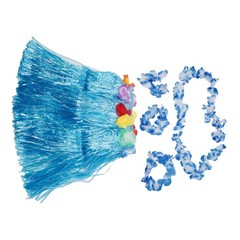 Kids Hawaiian Hula Grass Skirt Beach Dress Lei Flower Headband Girls Costume HOT