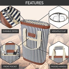 Bottle Wine Bag Carrier Tote, Insulated Leakproof 2 Bottle Wine Cooler Bag fo…