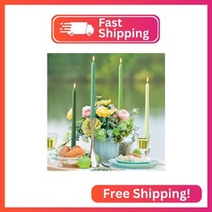 10 Inch Gradient-Green Taper Candles, 4 Packs Unscented Candlesticks for for Spr