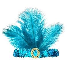 Showgirl Feather Headpieces 1920s Flapper Headbands 2pcs Costume Peacock Blue