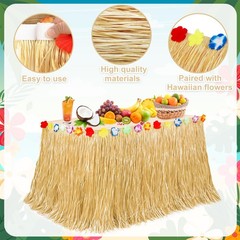 Gold Natural Hawaiian Grass Table Skirt Luau Party Decoration
