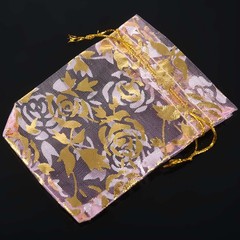 100Pc 7x9cm Rose Organza Drawstring Gift Jewelry Bags Pouches Wedding Xmas4677
