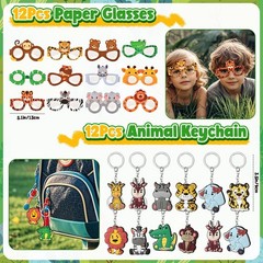 Winrayk 136Pcs Safari Party Favors Jungle Birthday Supplies for Kids, Wooden …
