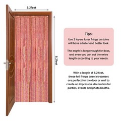 2 Pack 3.3 x 8.2 ft Tinsel Foil Fringe Backdrop Curtain, Upgraded Rose Gold G…