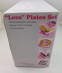 Weddingstar Love Plates Set 4 White Ceramic Candy Dishes Wedding Bridal Shower