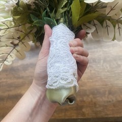 Bridal Wedding Bouquet Hand made Budget Friendly Faux Flowers White Pink Green