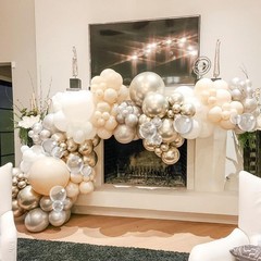 Beige White Gold Balloons,12 Inchs Sand 12 inches, Pearl
