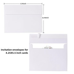 A2 Envelopes White, 70 Pack, Self Seal 120gsm Paper for 4.375×5.75, White