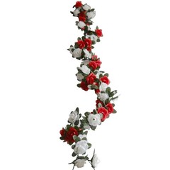 2 RED IVORY 8 ft long Silk Mini Rose Wedding Garland Leaves Bendable Wire Vines