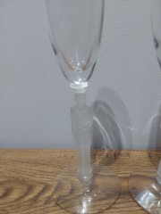 LENOX FROSTED BRIDE GROOM CHAMPAGNE TOASTING FLUTES GLASSES GOLD RIMMED TOPS