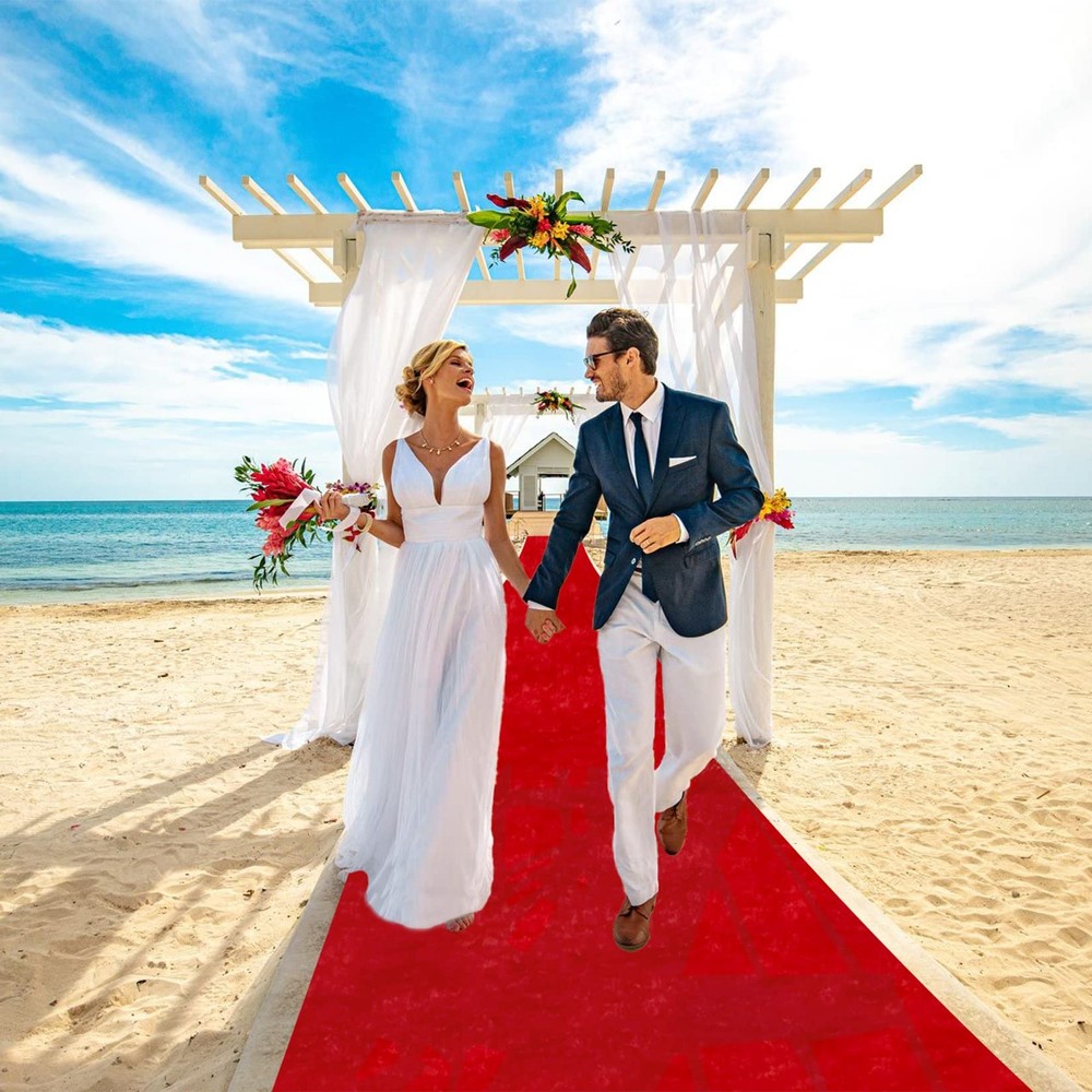 Red Carpet Runner 4FTx15FT Wedding Aisle Runners Velvet Aisle Runner for Cere…