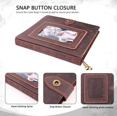 Leather photo Album Self Adhesive Pages, Handamde Leather Scrapbook Photo Alb…
