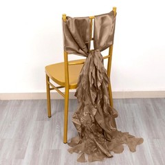 5 TAUPE Curly Willow Chiffon Satin CHAIR SASHES Party Event Decorations Supplies