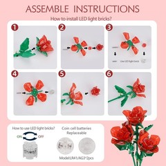 A Creative 126pc Rose Flower Building Set with Light for Unique Home Decor