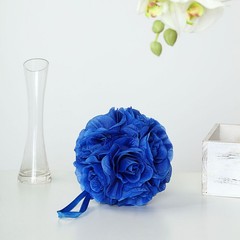 2 ROYAL BLUE 7″ Silk Roses Flowers Kissing Balls Wedding Events Centerpieces