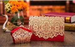 Crown Laser Cut Wedding Favour Candy Bags Boxes Invitations Cards Envelopes Red