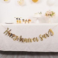 10 feet Gold Metallic Happy Anniversary Paper Hanging Party GARLAND Events Home