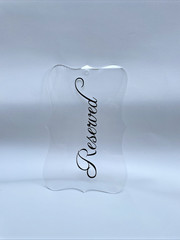 Wedding Reserved Signs for Chairs Clear Acrylic Tag Hanging Curvy Design Script