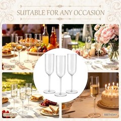 Plastic Champagne Flutes Set, 6oz Unbreakable Champagne Glasses 10 Transparent