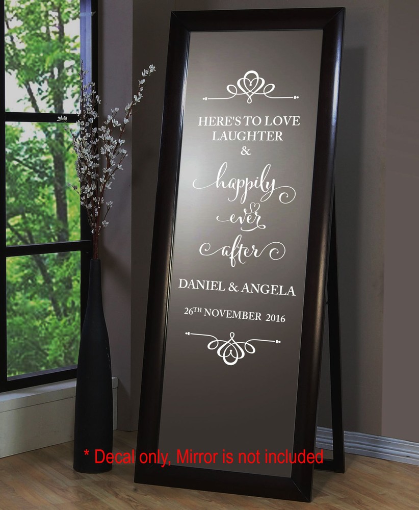 Vintage Wedding Sign Decal Sticker Here’s to Love Laughter Happily Ever After