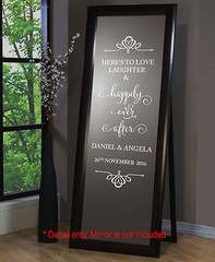 Vintage Wedding Sign Decal Sticker Here’s to Love Laughter Happily Ever After