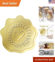 100 PCS Gold Embossed Envelope Stickes – Heart Stickes Foil Envelope Seal for…