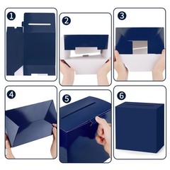 9x5x9 Inch Blue Wedding Gift Card Box Reception Birthday Anniversary Money Box