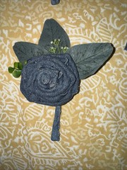 Set Of Four Denim Bridal Wedding Rose Boutonnières For Groomsmen