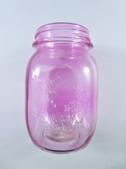 Country Cottage Glass Jars Vases Pink Pair Pint Size Centerpiece Wedding Décor