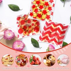 Christmas Cellophane Treat Bags, 100 Pcs Xmas Cookie Goodie Bags with Seal, Red