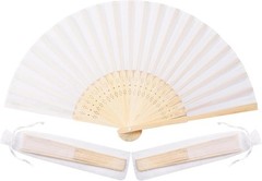 50-Pack Elegant White Silk-Inspired Hand Fans with Organza Bags for Weddings …