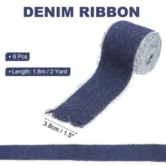 For Uxcell Denim Ribbon, 6 Rolls 1.5»×2 Yard Frayed Fringe, Dark Blue
