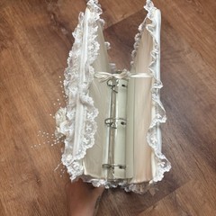 VINTAGE 1980’S WHITE PADDED HANDMADE WEDDING ALBUM LACE PEARL BEADS FLORAL