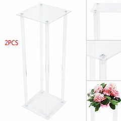 2Pcs Acrylic Flower Stand Column Vase Rack Wedding Centerpieces Tabletop Decor