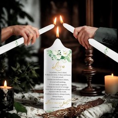 3 Unity Floral Candles for Wedding Ceremony Set with Gold Candle Holders, Bib…