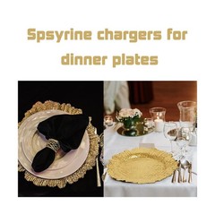 100 Pcs Charger Plates Bulk 13 Inch/Gold Charger Plate 13 in Round Matte Reef…
