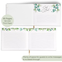 Gold Foil Greenery Wedding Guest Book 7 x 9 inches, Pen & Table Sign Included…
