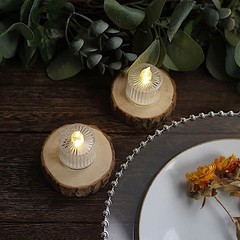 CLEAR 12 Flameless 2″ Battery Operated LED Tealight CANDLES Column Design Party