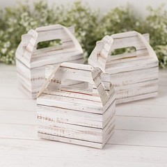 25 WHITEWASHED Favor BOXES Rustic Wooden Design Party Gift Holders Events Home